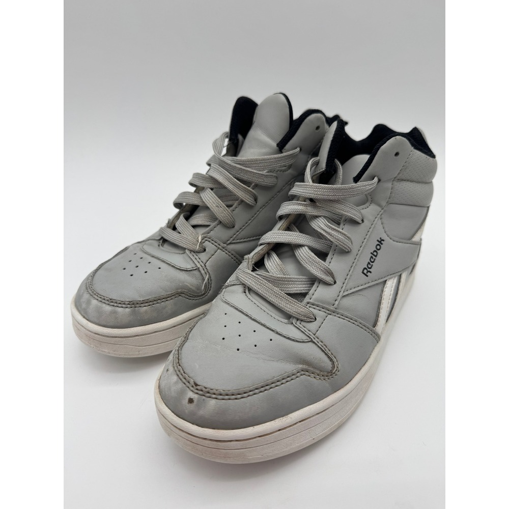 Reebok Boys Gray High Top Sneakers Casual Lace Up Shoes Size 5